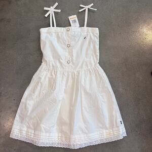 Nautica White 100 Cotton Summer Dress Girls size 7 NEW preppy summer